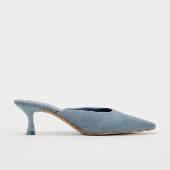 ZARA Blue Heeled Mule - Picture 1 of 4